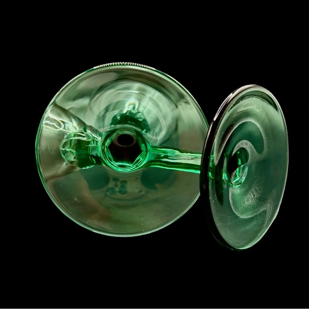 Vintage Libbey Domaine‎ Juniper Green Stem Champagne Flutes Set of 2